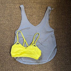 Lululemon Top with Removable Sports Bra in Yellow and Gray